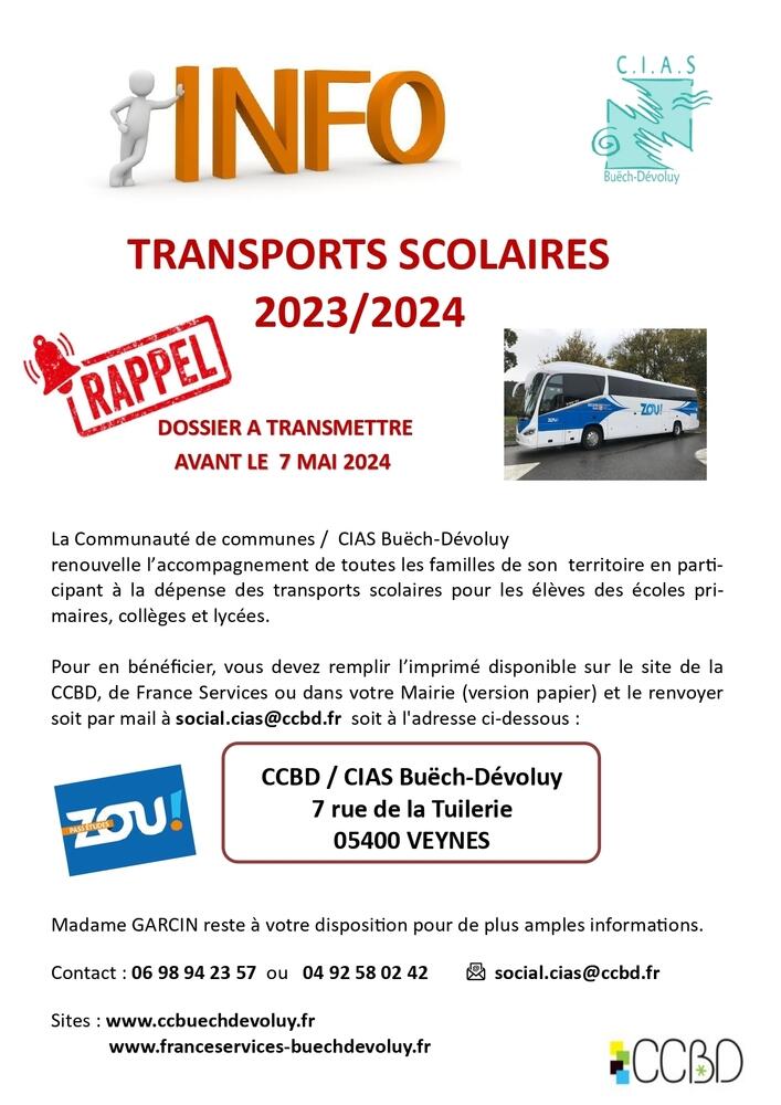 INFO Transports scolaires 2023/2024